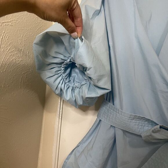 NWOT JONATHAN SIMKHAI Waverly Cotton Poplin Wrap Blouse Blue size medium - Picture 3 of 8